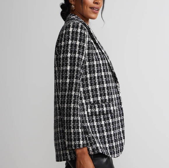 Ny & Co Long Sleeve Tweed Black & White Blazer - Picture 3 of 11
